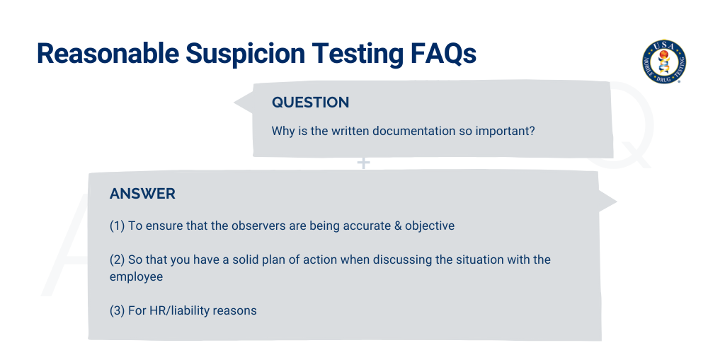 3 Reasonable Suspicion Testing FAQs by USA Mobile Drug Testing of Northeast Ohio